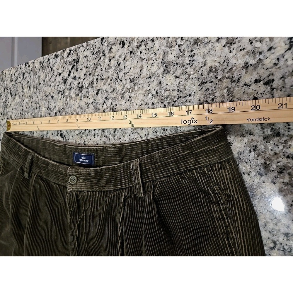 Mens Levi DOCKERS Brown Corduroy Pants 38x34 (37x33) Retro Y2K Cuffed, Pleated - Picture 6 of 11